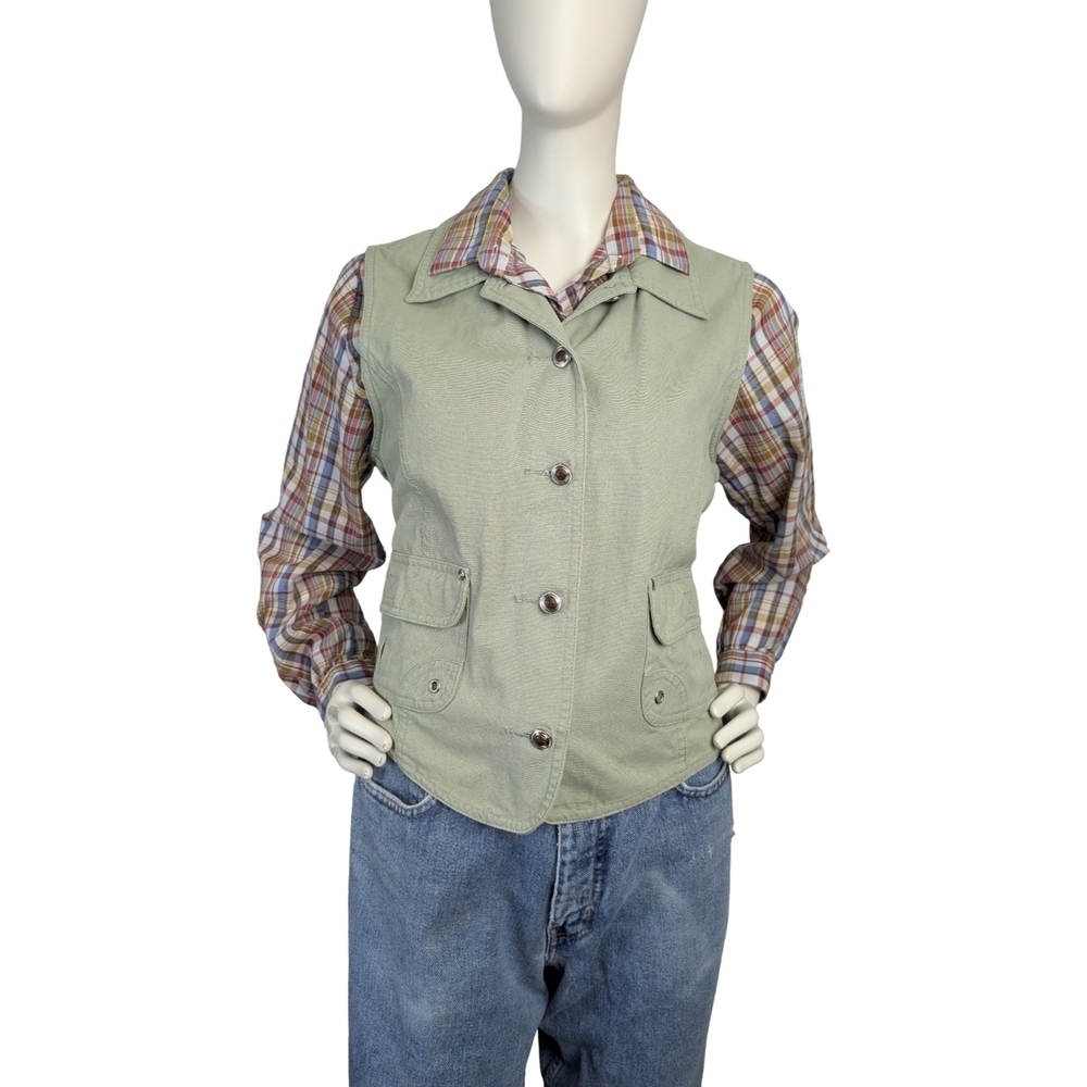 Vintage 90s St. Johnโs Bay Cotton Western Utility Vest, Size Medium
